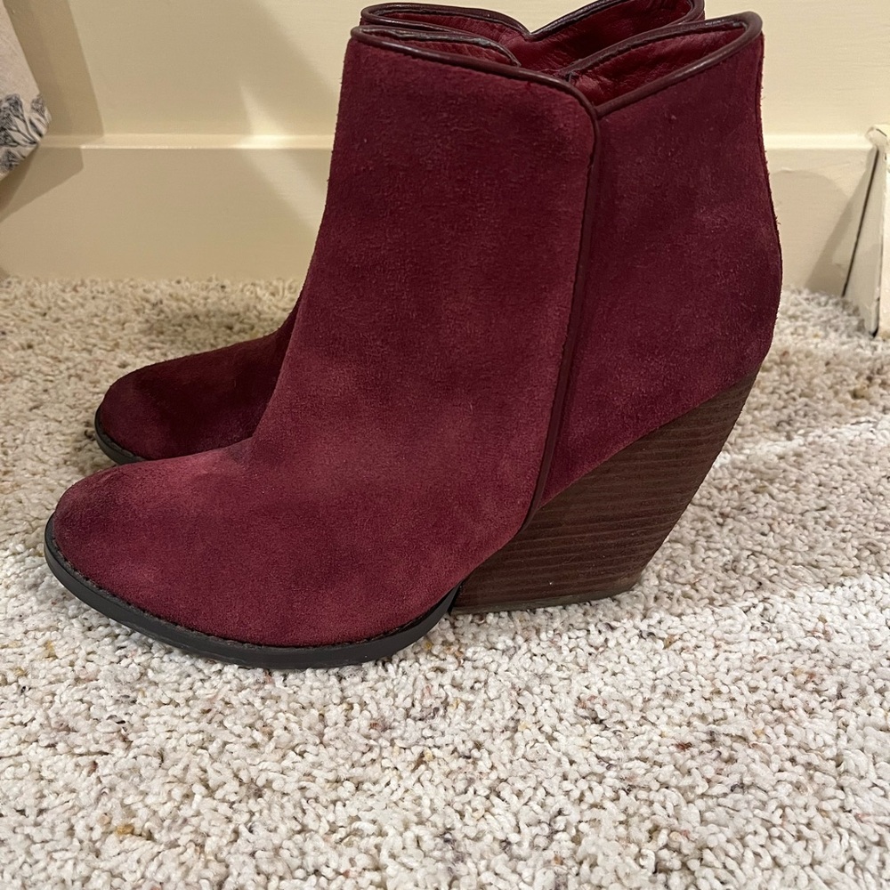 Very Volatile Maroon Suede Ankle Booties